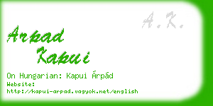 arpad kapui business card