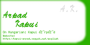 arpad kapui business card